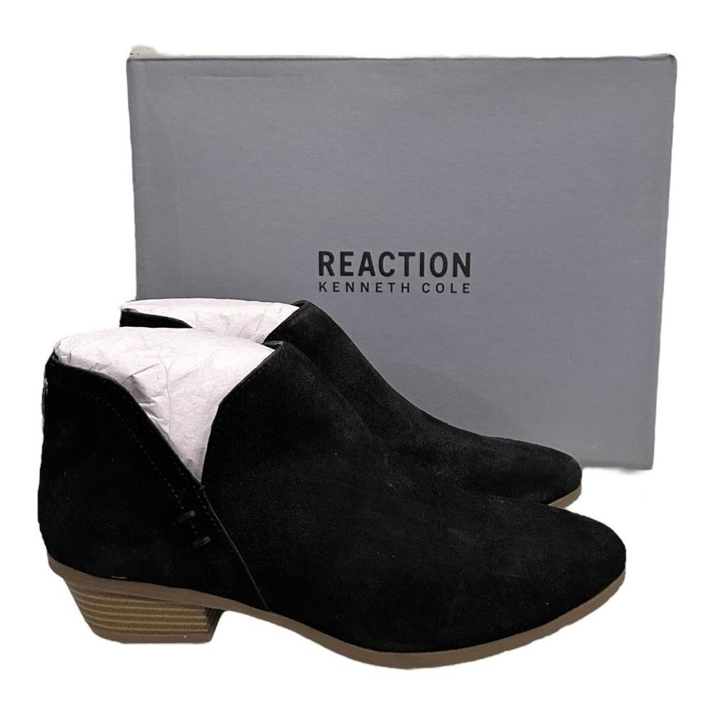 Kenneth Cole Reaction Sight Away Boots Womens 7.5 Black Suede Ankle Booties